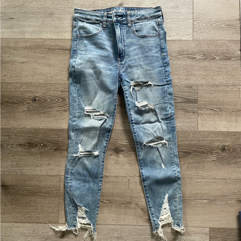 American eagle necks leather stretch ripped jeans 6 short